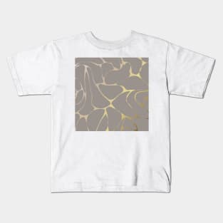 Golden Yellow Grey Abstract Art Kids T-Shirt